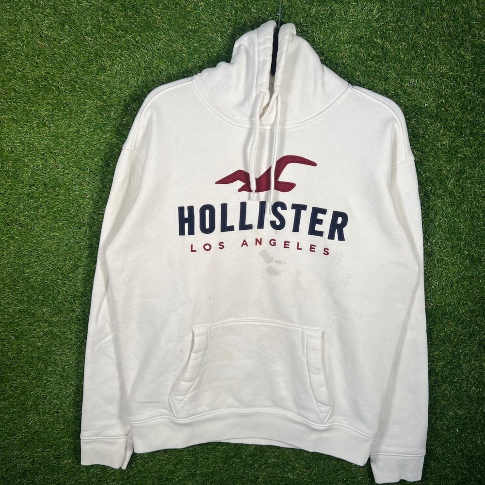 Hollister Los Angeles Graphic Hoodie White Mens Medium Seagull Logo